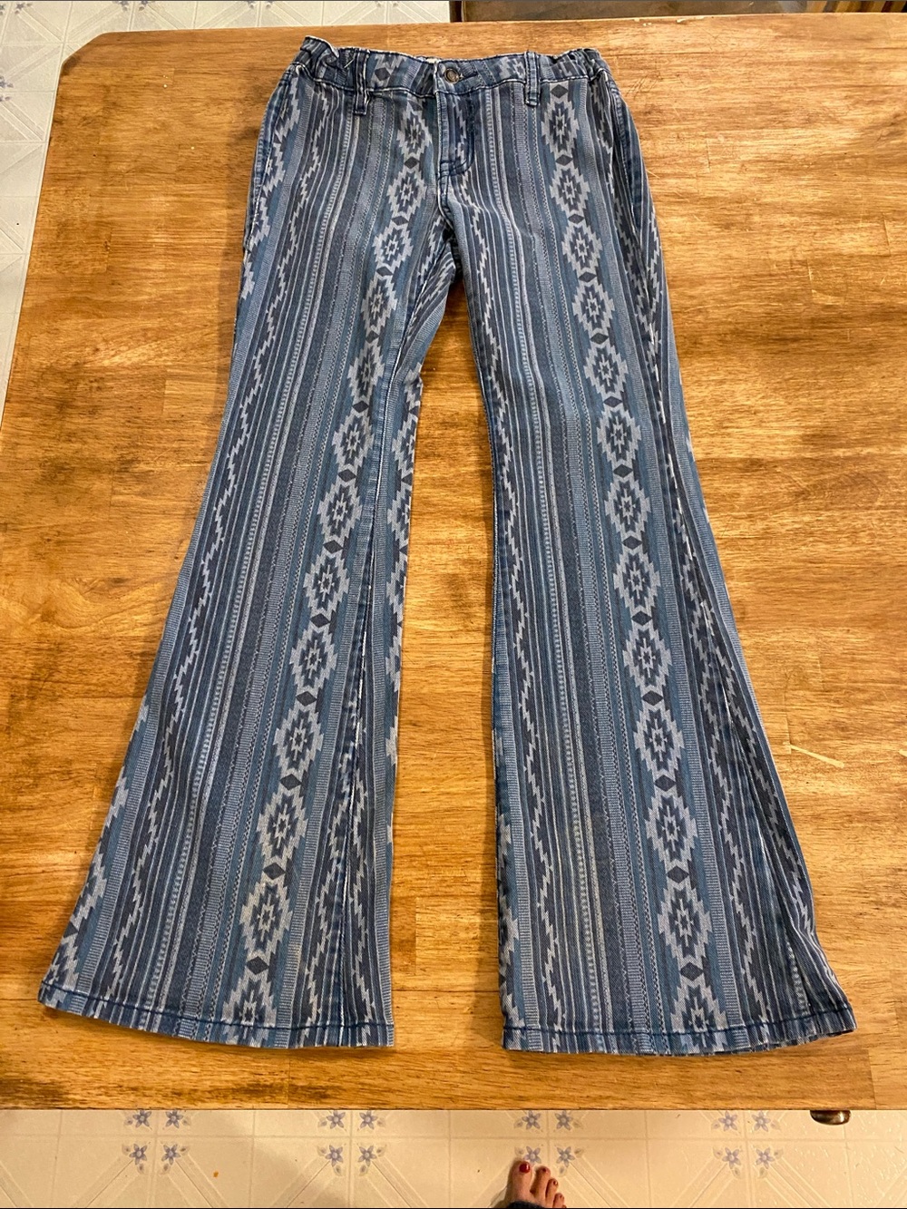 Rock & Roll Girls Blue Patterned Flare Women’s Jeans size 14